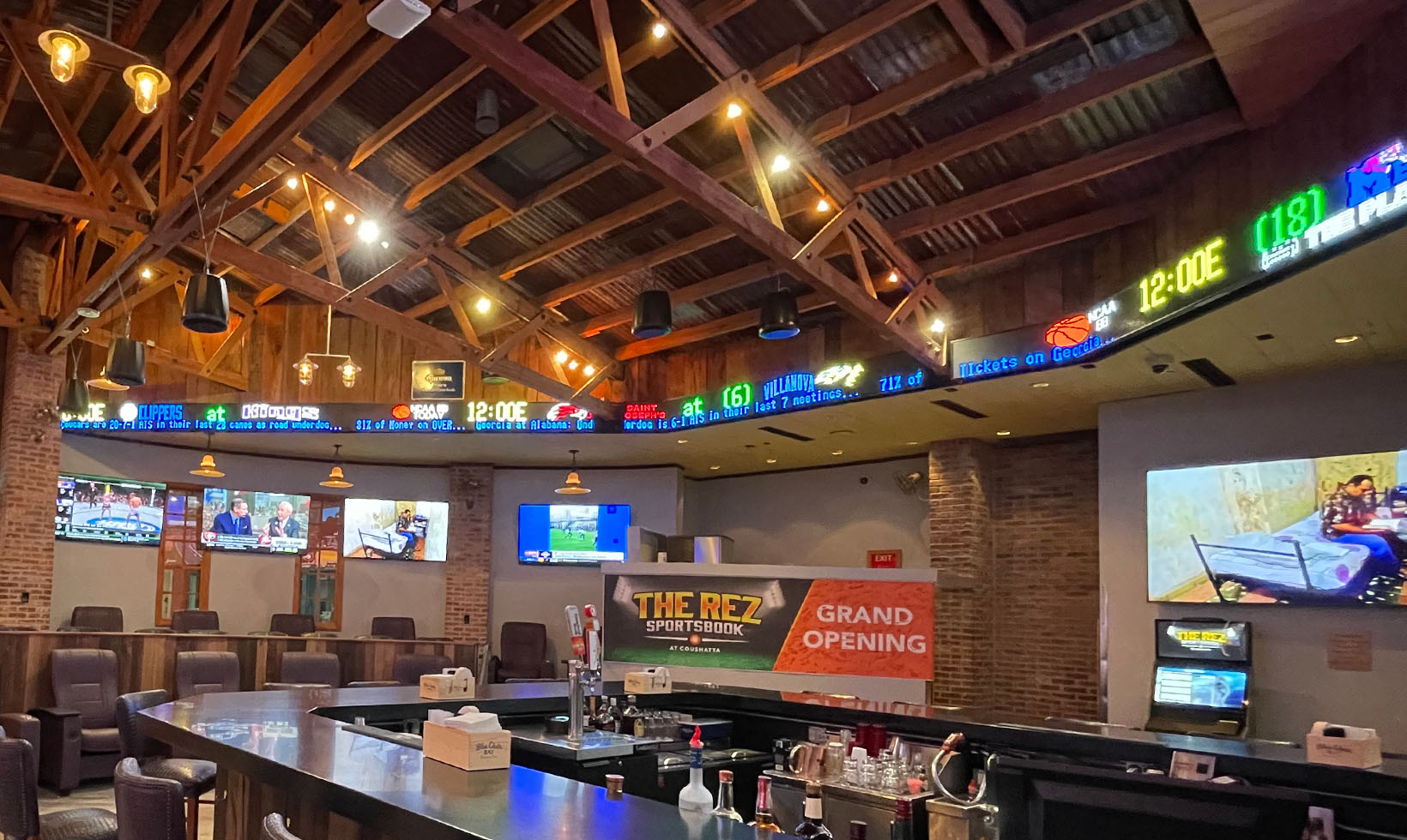 LED tickers at Coushatta's "The Rez" Sportsbook